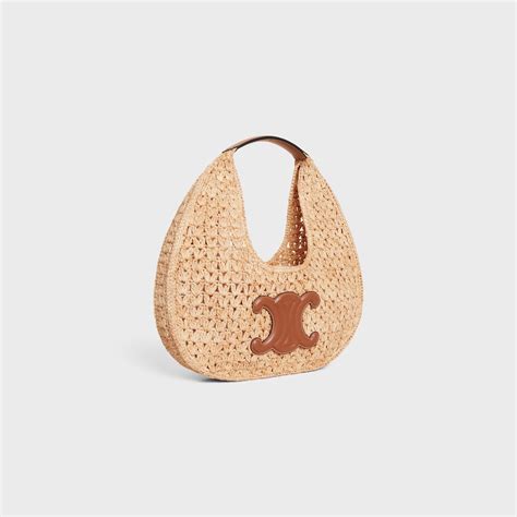 celine classic panier HOBO BAG in Raffia and Calfskin.